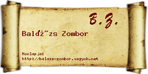 Balázs Zombor névjegykártya